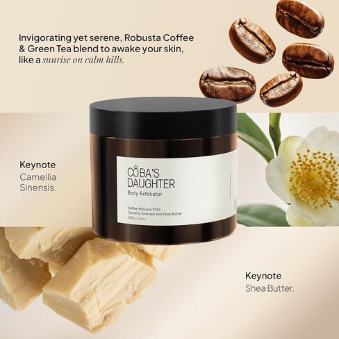 ابنة كوبا 100 ٪ قهوة روبوستا قهوة فرك مع ماتشا وشيا زبدة | تقشير ، ترطيب الجلد وتقليل علامات التمدد والسيلوليت | آمن للحمل | نباتي ونظيف الجمال (10.6 أوقية) in Kuwait
