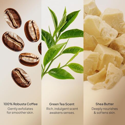 ابنة كوبا 100 ٪ قهوة روبوستا قهوة فرك مع ماتشا وشيا زبدة | تقشير ، ترطيب الجلد وتقليل علامات التمدد والسيلوليت | آمن للحمل | نباتي ونظيف الجمال (10.6 أوقية) in Kuwait