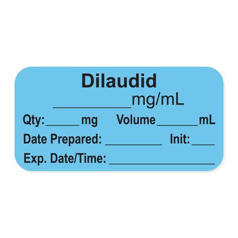 ملصق التخدير PDC Healthcare LAN-2-200 مع Exp. التاريخ والوقت والأولي، ورق، دائم، "Dilaudid mg/mL"، 1 بوصة، 1-1/2 بوصة × 3/4 بوصة، 500 لكل لفة، أزرق (عبوة من 500 قطعة) in Saudi Arabia