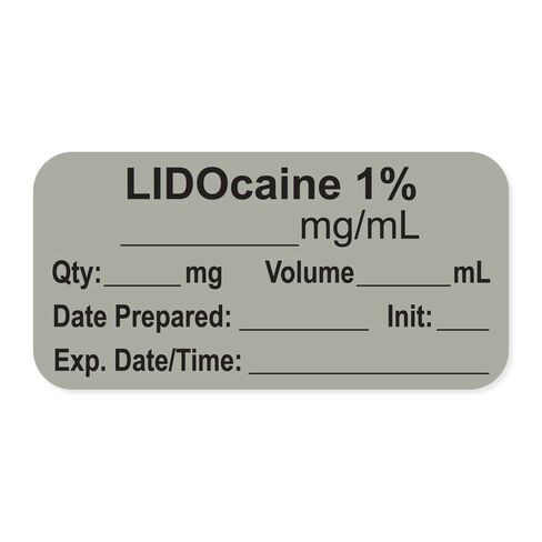 ملصق التخدير PDC Healthcare LAN-2-11D1 مع Exp. التاريخ والوقت والأولي، ورق، دائم، "LIDOcaine 0.01"، 1 بوصة، 1-1/2 بوصة × 3/4 بوصة، 500 لكل لفة، رمادي (عبوة من 500) in Saudi Arabia