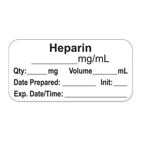 PDC Healthcare LAN-2-10 "Heparin mg/mL" ملصق ورق التخدير الدائم مع تاريخ انتهاء الصلاحية والبداية، 1 بوصة أساسية، مقاس 1-1/2 بوصة × 3/4 بوصة، أبيض، حزمة من 500 قطعة، in Saudi Arabia