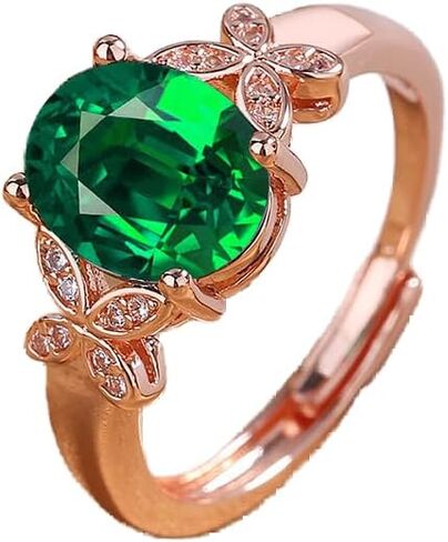 14K Gold Butterfly CZ Stone Open Adjustable Ring for Women, Eternity Stackable Romantic Engagement Statement Jewelry, Colorful Princess Cut Bridal Cubic Zirconia Ring Gift Red in Kuwait