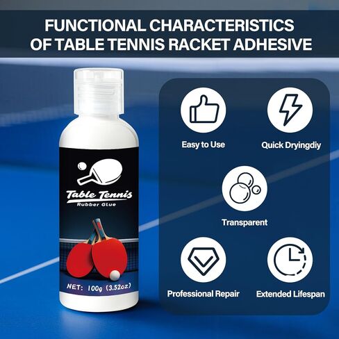غراء تنس الطاولة 200 مل، مناسب لتجميع تصميم مطاطي إسفنجي مرن لتنس الطاولة، ثماني فرش إسفنجية لسهولة استبدال مطاط المضرب in Kuwait
