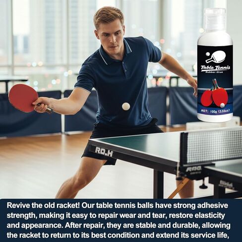 غراء تنس الطاولة 200 مل، مناسب لتجميع تصميم مطاطي إسفنجي مرن لتنس الطاولة، ثماني فرش إسفنجية لسهولة استبدال مطاط المضرب in Kuwait