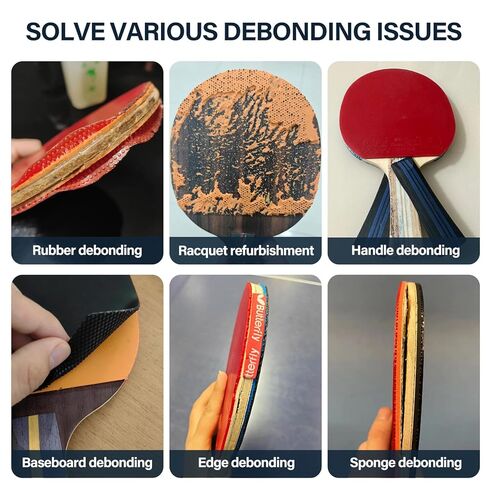 غراء تنس الطاولة 200 مل، مناسب لتجميع تصميم مطاطي إسفنجي مرن لتنس الطاولة، ثماني فرش إسفنجية لسهولة استبدال مطاط المضرب in Kuwait