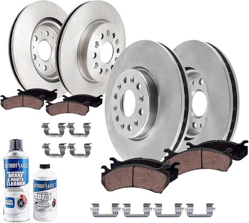 Detroit Axle - 10pc Brake Kit for 2013 2014 2015 2016 Hyundai Santa Fe XL, Disc Brake Rotors Ceramic Brakes Pads Replacement : 12.60" inch Front and 11.89" inch Rear Rotor in Saudi Arabia