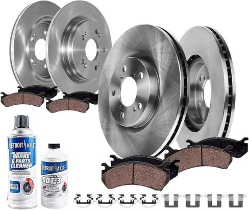 Detroit Axle - 10pc Brake Kit for 2013 2014 2015 2016 Hyundai Santa Fe XL, Disc Brake Rotors Ceramic Brakes Pads Replacement : 12.60" inch Front and 11.89" inch Rear Rotor in Saudi Arabia