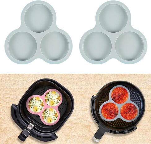 مقلاة هوائية من السيليكون لمقلاة البيض، قابلة لإعادة الاستخدام، كعك البيض غير المخبوز، برجر، 3 تجاويف للإفطار، مقلاة هوائية للفرن في الميكروويف، 9 بوصة، وردي in Kuwait