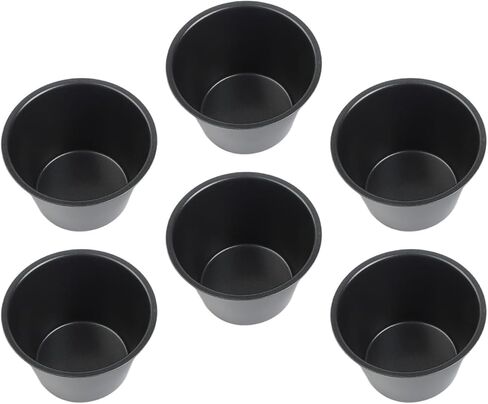 صينية مافن على شكل كوب بودنغ، 6 عبوات من الفولاذ غير الكربوني للكعك والكعك والكعك والفطائر والبودنغ في المقلاة الهوائية، 100 مل 200 مل in Kuwait