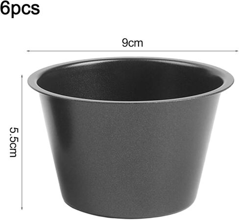 صينية مافن على شكل كوب بودنغ، 6 عبوات من الفولاذ غير الكربوني للكعك والكعك والكعك والفطائر والبودنغ في المقلاة الهوائية، 100 مل 200 مل in Kuwait