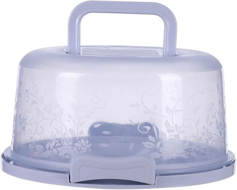 for Round Cake Carrier with Lid and Handle, 10"" x 5.3"" Storage Container 8"" Cake, Clear Dome with Snap Locks, for PP Material, Transport, Party, Picnic, White in Kuwait