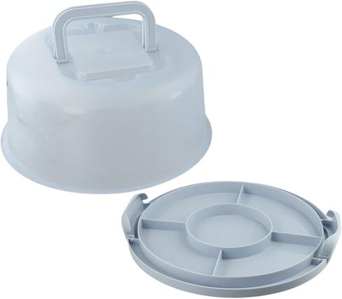 for Round Cake Carrier with Lid and Handle, 10"" x 5.3"" Storage Container 8"" Cake, Clear Dome with Snap Locks, for PP Material, Transport, Party, Picnic, White in Kuwait