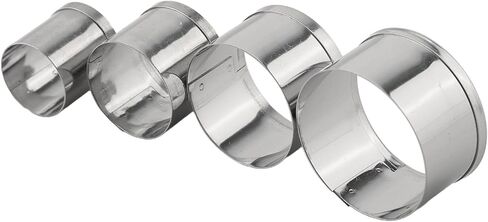 طقم حلقات الكيك من الستانلس ستيل للموس والتشيز كيك والتارت وقوالب المعجنات، 4 قطع (3.3 سم، 2.7 سم، 2.15 سم، 1.65 سم)، فضي in Kuwait