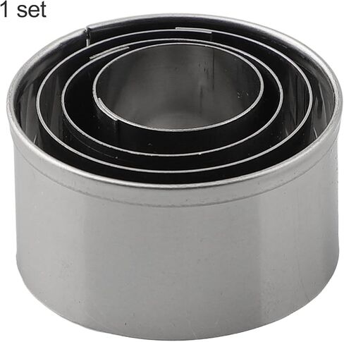 طقم حلقات الكيك من الستانلس ستيل للموس والتشيز كيك والتارت وقوالب المعجنات، 4 قطع (3.3 سم، 2.7 سم، 2.15 سم، 1.65 سم)، فضي in Kuwait