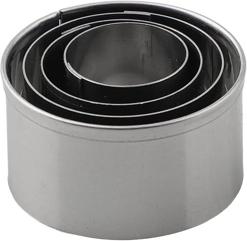 طقم حلقات الكيك من الستانلس ستيل للموس والتشيز كيك والتارت وقوالب المعجنات، 4 قطع (3.3 سم، 2.7 سم، 2.15 سم، 1.65 سم)، فضي in Kuwait