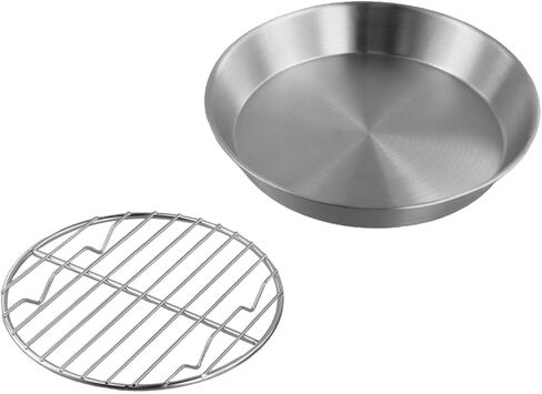 for Stainless Steel for Round Baking Pan with Cooling Rack Roasting Turkey, Cake, BBQ Dishwasher Safe, Rust Resistant, Multi-Purpose Kitchen Tray, 24.7x24.7x3.5cm in Kuwait