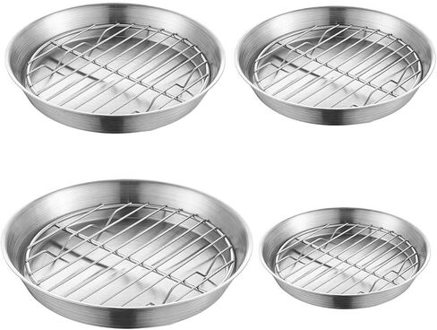 for Stainless Steel for Round Baking Pan with Cooling Rack Roasting Turkey, Cake, BBQ Dishwasher Safe, Rust Resistant, Multi-Purpose Kitchen Tray, 24.7x24.7x3.5cm in Kuwait