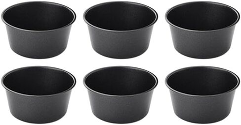 Shaped Pudding Cup 100ml 200ml, for Round for Egg Tart Cake, Non- Carbon Steel Muffin Pan Air Fryer, Stackable Bakeware, 6-Pack in Kuwait