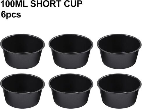 Shaped Pudding Cup 100ml 200ml, for Round for Egg Tart Cake, Non- Carbon Steel Muffin Pan Air Fryer, Stackable Bakeware, 6-Pack in Kuwait