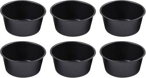 Shaped Pudding Cup 100ml 200ml, for Round for Egg Tart Cake, Non- Carbon Steel Muffin Pan Air Fryer, Stackable Bakeware, 6-Pack in Kuwait