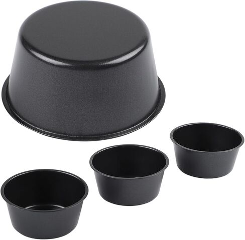 Shaped Pudding Cup 100ml 200ml, for Round for Egg Tart Cake, Non- Carbon Steel Muffin Pan Air Fryer, Stackable Bakeware, 6-Pack in Kuwait
