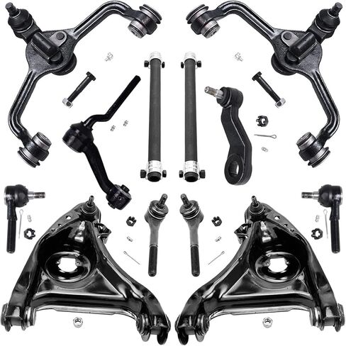 Detroit Axle - Front End 12pc Suspension Kit for 1995-2002 Mercury Grand Marquis Crown Victoria Lincoln Town Car Control Arms with Ball Joints Tie Rods Replacement Idler Pitman Arm Adjusting Sleeves in Saudi Arabia