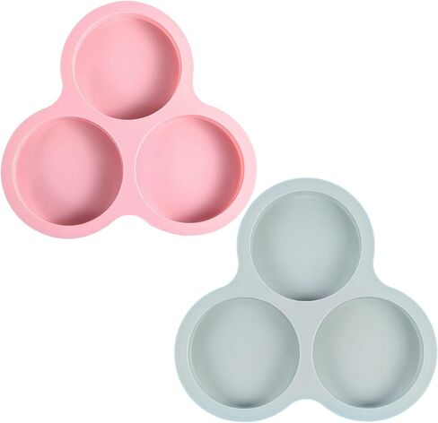 Silicone Air Fryer for Egg Pan Baking Eggs, Muffins, Burgers, Pancakes, Reusable Non- Cooking Tray Air Fryer, Oven, Microwave, 9 Inch, 3-Cavity (Pink) in Kuwait