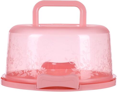 for Round Cake Carrier Container with Lid and Handles 8"" Cake Transport, Snap Lock Closure, Clear Dome Top, for PP Material, 10 x 5.3 Inch, Pink Blue Green in Kuwait