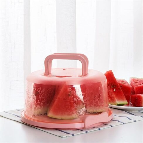 for Round Cake Carrier Container with Lid and Handles 8"" Cake Transport, Snap Lock Closure, Clear Dome Top, for PP Material, 10 x 5.3 Inch, Pink Blue Green in Kuwait