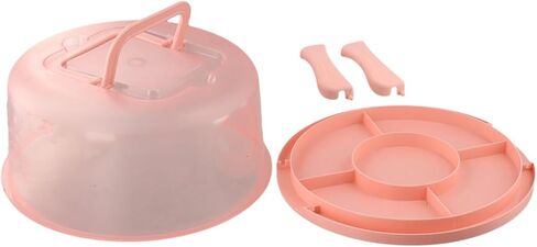 for Round Cake Carrier Container with Lid and Handles 8"" Cake Transport, Snap Lock Closure, Clear Dome Top, for PP Material, 10 x 5.3 Inch, Pink Blue Green in Kuwait