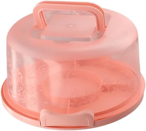 for Round Cake Carrier Container with Lid and Handles 8"" Cake Transport, Snap Lock Closure, Clear Dome Top, for PP Material, 10 x 5.3 Inch, Pink Blue Green in Kuwait