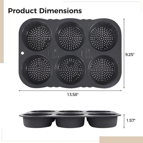 Hamburger Bun Baking Mold, 2-Pack Silicone, 6-Cavity, 4 in Diameter, Reusable, Dishwasher Safe in Kuwait