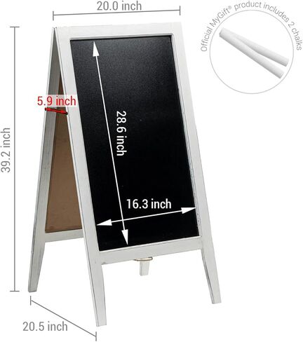MyGift Rustic Wood A-Frame Erasable Chalkboard Sign, Freestanding Dual-Sided Chalkboard Easel, Sidewalk Menu Board, Decorative Wedding and Event Signage in Kuwait