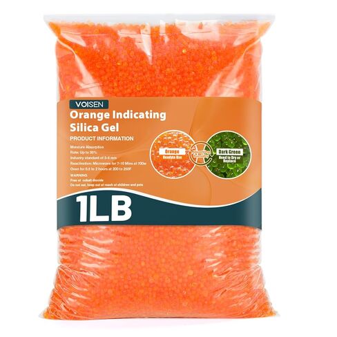 VOISEN 1LBS Orange Indicating Silica Gel Desiccant Beads,Reusable Desiccant Industry Standard 3-5 mm,Desiccant for 3D Printer,Electronic,Clothes,Painting,Jewelry in Kuwait