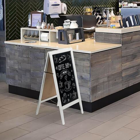 MyGift Rustic Wood A-Frame Erasable Chalkboard Sign, Freestanding Dual-Sided Chalkboard Easel, Sidewalk Menu Board, Decorative Wedding and Event Signage in Kuwait