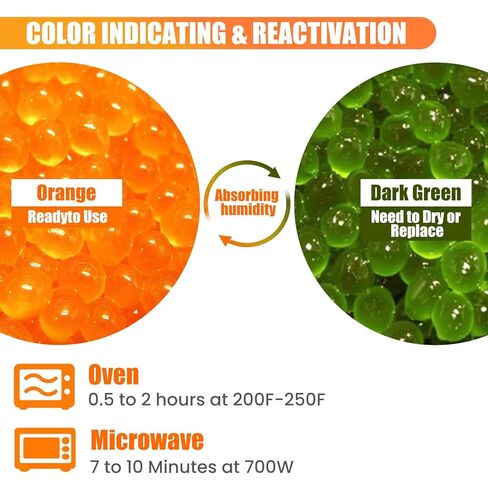 VOISEN 1LBS Orange Indicating Silica Gel Desiccant Beads,Reusable Desiccant Industry Standard 3-5 mm,Desiccant for 3D Printer,Electronic,Clothes,Painting,Jewelry in Kuwait