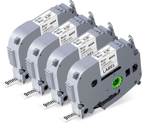 Weemay 6 Pack Label Maker Tape Compatible for Brother TZe-221 TZe221 TZ-221 TZ221 Laminated 9mm 0.35 Inch Black on White TZ Label for PT-D210 PTD220 PTD600 PT-D410 PTH110BP Printer, 3/8" x 26.2' in Kuwait