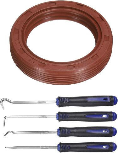 uxcell Oil Seal, 35x62x7mm TC Fluorine Rubber Double Lip Cover with Hook Kit and Spring for Mechanical Automobile Bearing Shaft, Brown in Kuwait