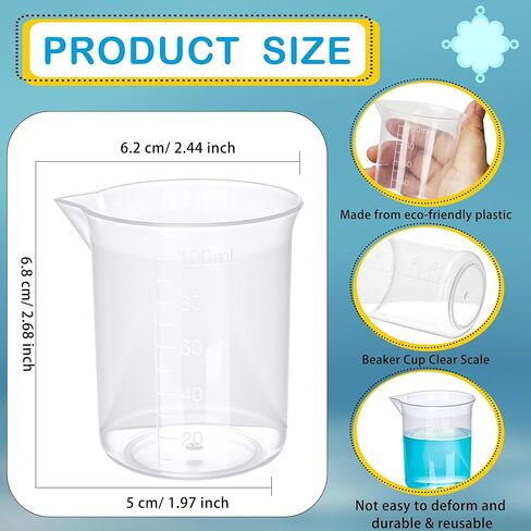 36 قطعة أكواب قياس بلاستيكية واضحة متدرجة 100 مللي/3.4 أوقية قياس أكواب خلط كوب للراتنج لتقوم بها بنفسك مختبر تجربة الفصول الدراسية in Kuwait