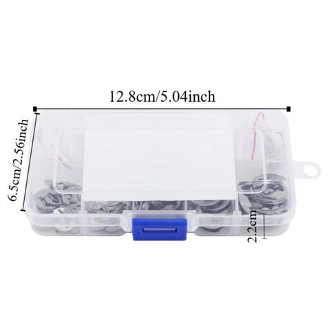 مجموعة حلقات الاحتفاظ بمشبك E من الفولاذ المقاوم للصدأ 304 مكونة من 200 قطعة - تشكيلة حلقات كبس لأخدود العمود، نطاق قطر 1.5-10 مم in Kuwait