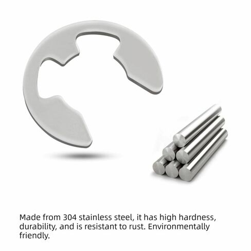 مجموعة حلقات الاحتفاظ بمشبك E من الفولاذ المقاوم للصدأ 304 مكونة من 200 قطعة - تشكيلة حلقات كبس لأخدود العمود، نطاق قطر 1.5-10 مم in Kuwait