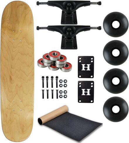 لوح تزلج Moose Blank كامل مقاس 7.25 سم طبيعي مع شاحنات سوداء وعجلات سوداء in Kuwait