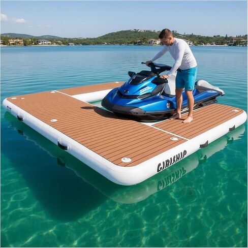 رصيف جت سكي قابل للنفخ على شكل حرف U بطول 8.5 أقدام، محطة إرساء PWC عائمة للخدمة الشاقة مع وسادة EVA غير قابلة للانزلاق، منصة بحرية محمولة أو مصدات مصدات للقوارب لرسو السفن تتضمن مضخة in Kuwait