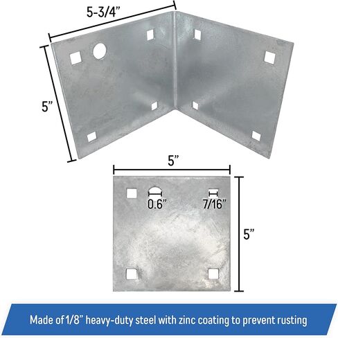 Stationary and Floating Dock Inside Corner Kit with Hardware, 4 Inside Corners and 8 Backer Plates - Heavy-Duty Galvanized Steel in Saudi Arabia