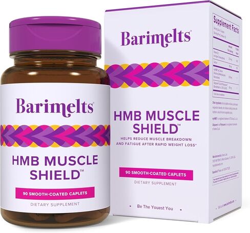 BariMelts HMB Muscle Shield for GLP-1 Users and Bariatric Patients - HMB Supplements with Vitamin D3 & Ubiquisome® Phytosome™ Supports Muscle Recovery - 90 Smooth-Coated Caplets in Kuwait
