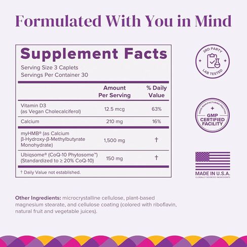 BariMelts HMB Muscle Shield for GLP-1 Users and Bariatric Patients - HMB Supplements with Vitamin D3 & Ubiquisome® Phytosome™ Supports Muscle Recovery - 90 Smooth-Coated Caplets in Kuwait