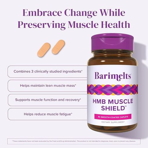 BariMelts HMB Muscle Shield for GLP-1 Users and Bariatric Patients - HMB Supplements with Vitamin D3 & Ubiquisome® Phytosome™ Supports Muscle Recovery - 90 Smooth-Coated Caplets in Kuwait