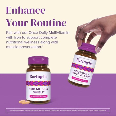 BariMelts HMB Muscle Shield for GLP-1 Users and Bariatric Patients - HMB Supplements with Vitamin D3 & Ubiquisome® Phytosome™ Supports Muscle Recovery - 90 Smooth-Coated Caplets in Kuwait