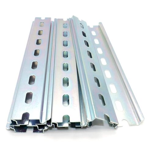 10 Pieces TS35/7.5 Slotted DIN Rail, Zinc Plated SPCC Steel with RoHS, CE, 8" Long 35mm Wide 7.5mm High, US Standards in Kuwait