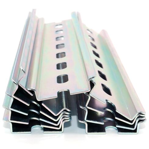10 Pieces TS35/7.5 Slotted DIN Rail, Zinc Plated SPCC Steel with RoHS, CE, 8" Long 35mm Wide 7.5mm High, US Standards in Kuwait